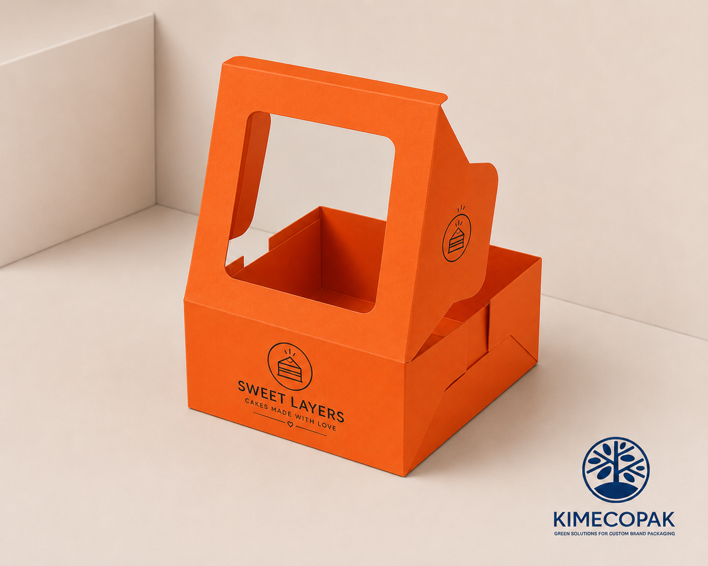 Orange cookie box | Window Box Square | Custom Logo Cookies Kraft Boxes 9 inch