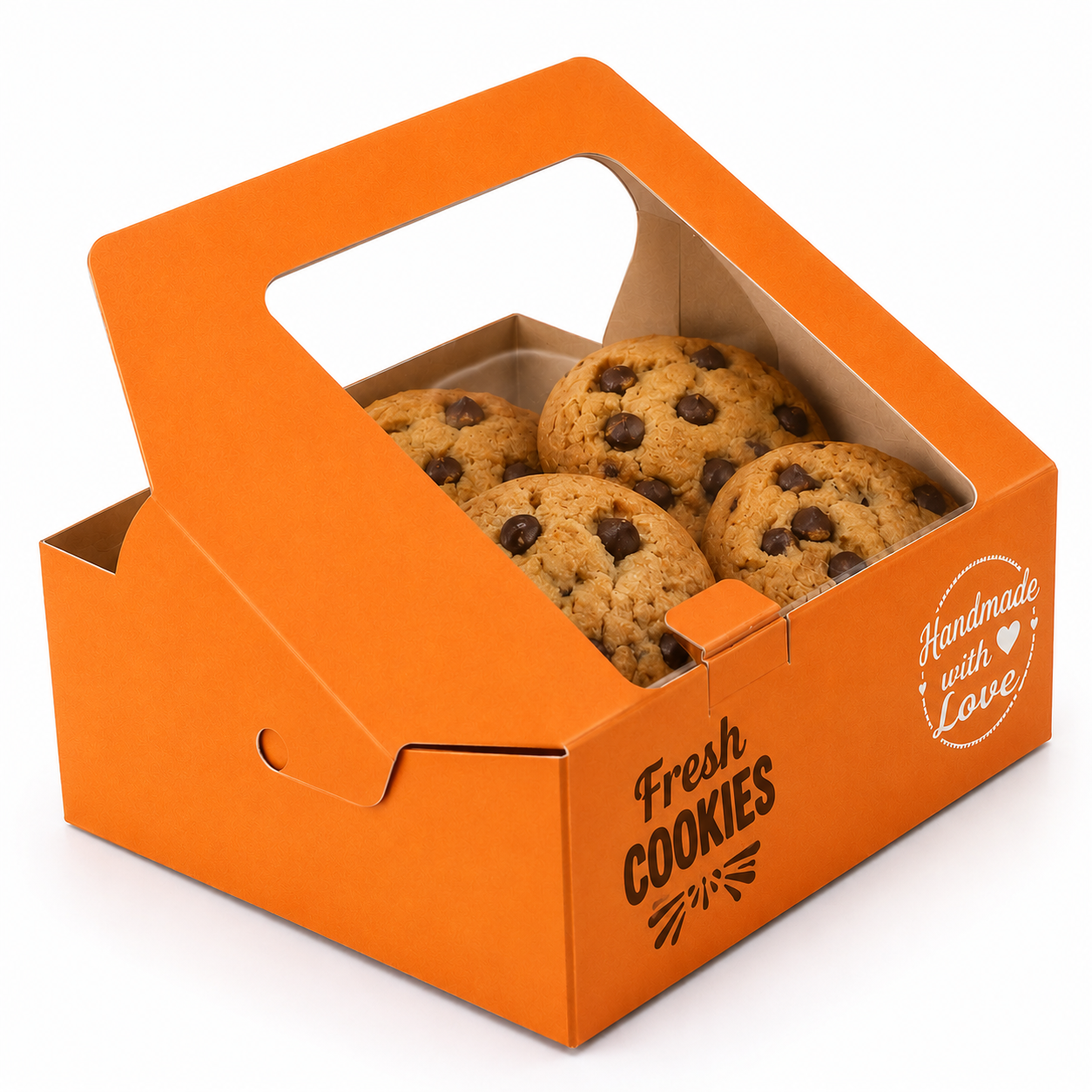 Orange cookie box | Window Box Square | Custom Logo Cookies Kraft Boxes 9 inch