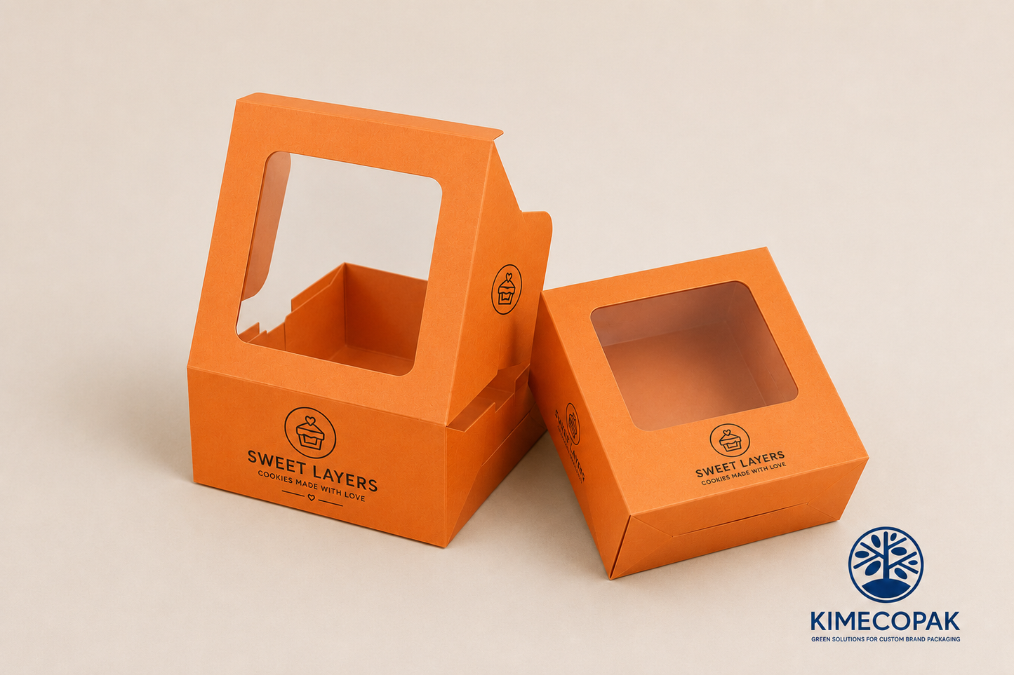 Orange cookie box | Window Box Square | Custom Logo Cookies Kraft Boxes 9 inch