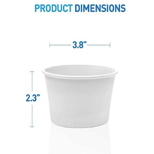 8 Oz Disposable Paper Soup Container | WHITE | For Hot & Cold Foods | CASE OF 1000