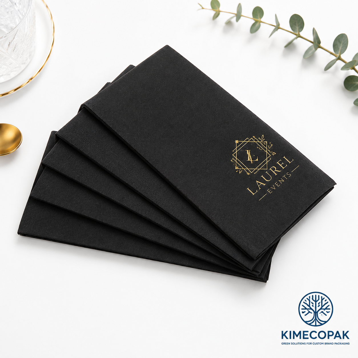 Custom Black Napkins with Logo | Premium Printed Paper Napkins for Restaurants, Weddings &amp; Events