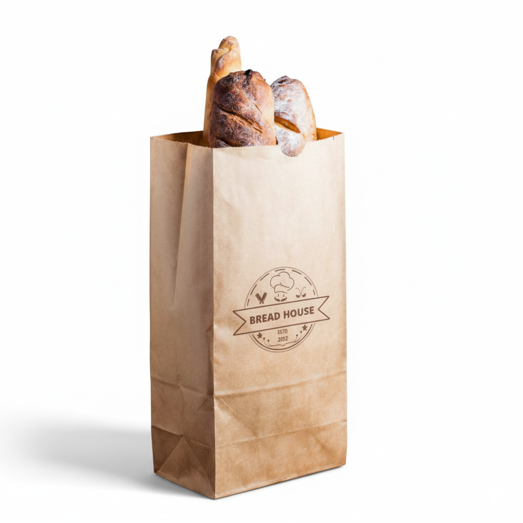 Custom Logo Paper Take out Bag No Handle | 12Lbs, 20 Lbs, 50 Lbs | Wholesale Canada