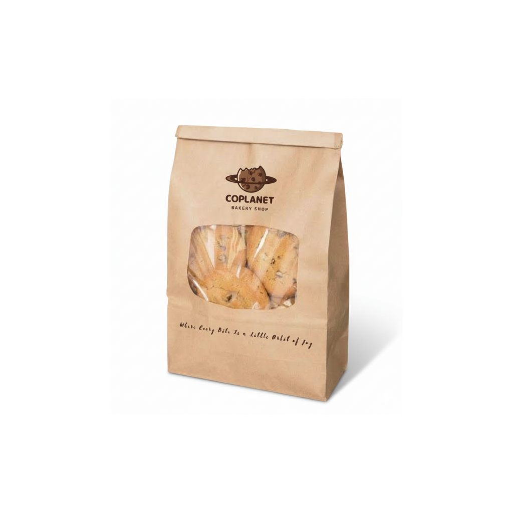 Custom Logo Kraft Bakery Cookie Bag with Window | Wholesale Price