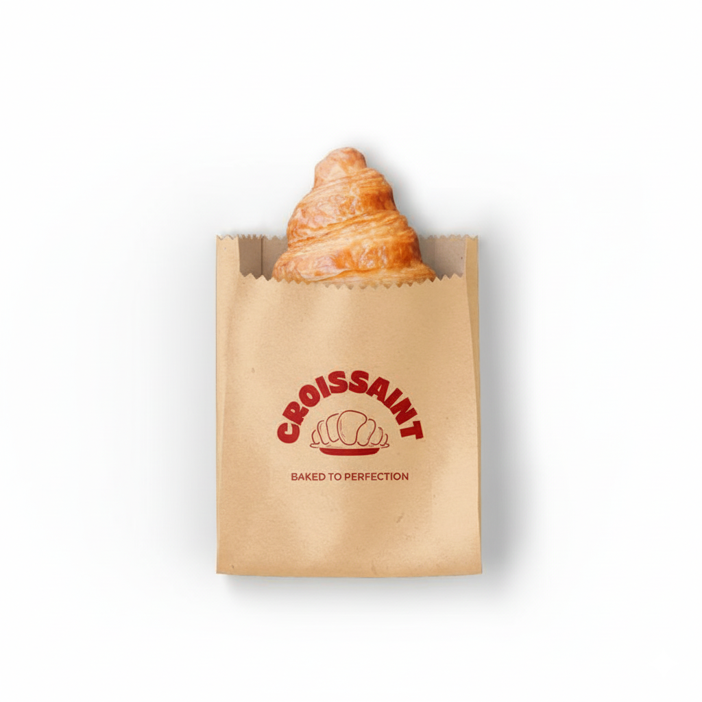 Custom Printed Kraft Paper Bakery Bags l For Sandwich, Cookie, Pastry, Food, Snack