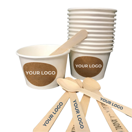 Custom Logo Ice Cream Sets | Cups & Spoon | Wholesale Price in Canada