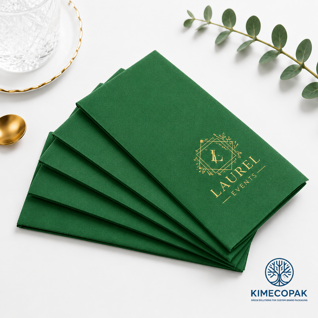 Green Paper Napkins With Logo