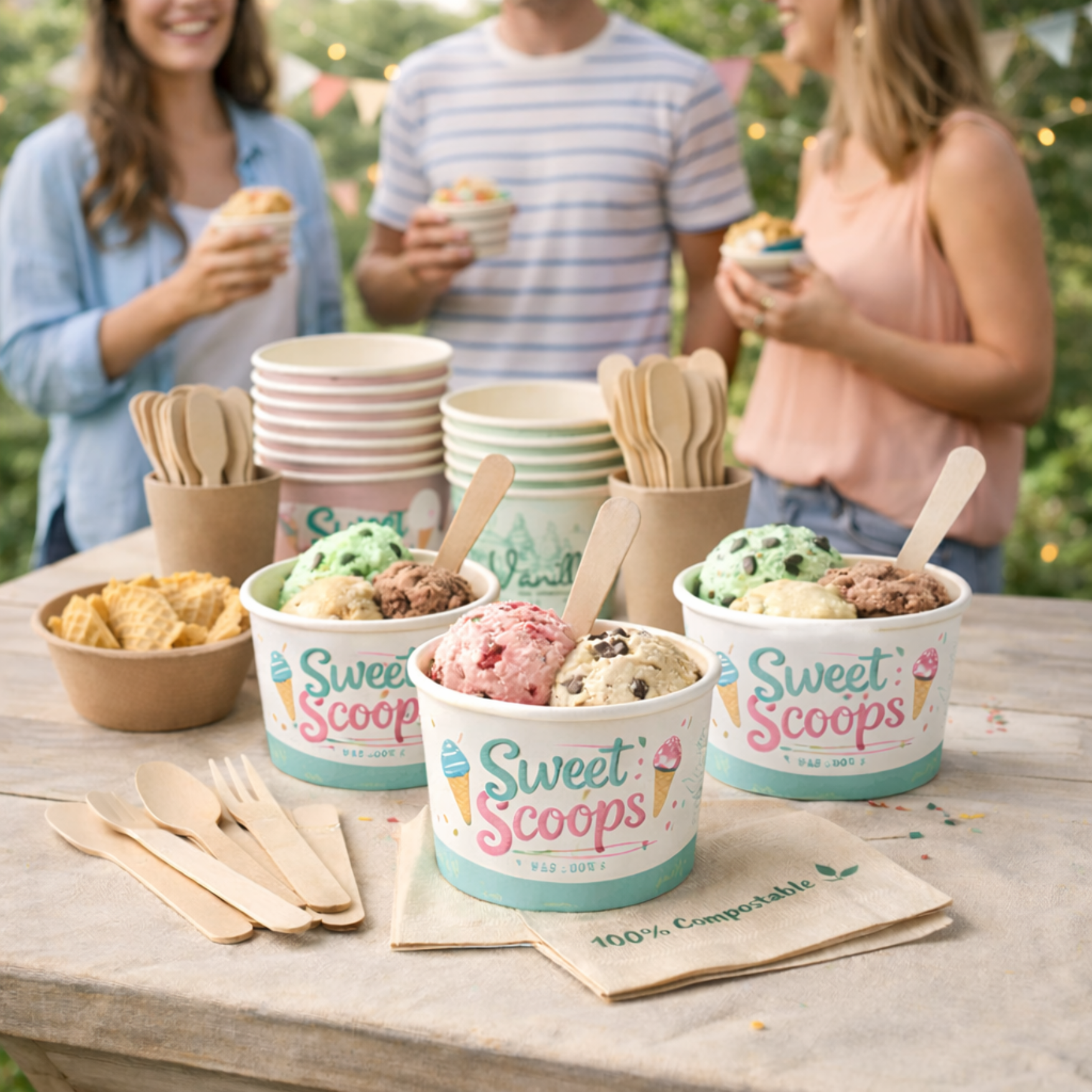 Personalized Paper Cup For Ice Cream Shop
