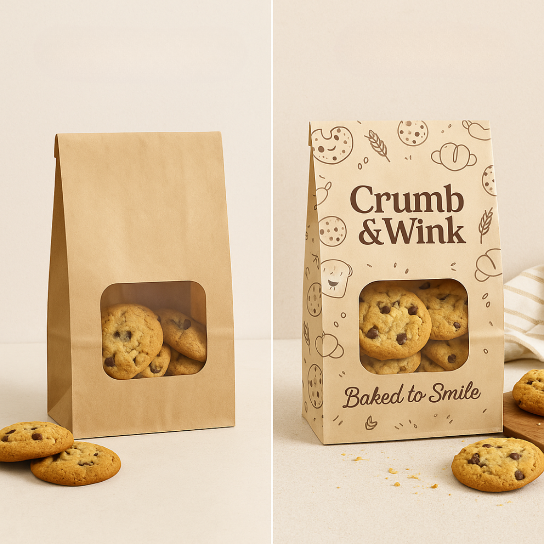 Branded bakery bags with window