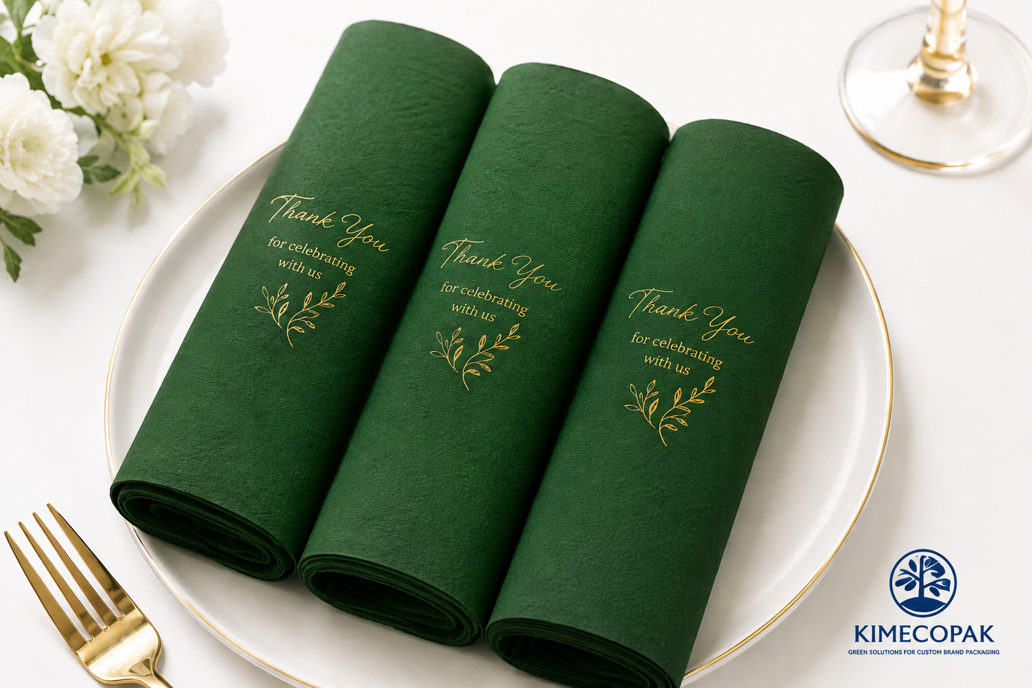 Green Paper Napkins With Logo