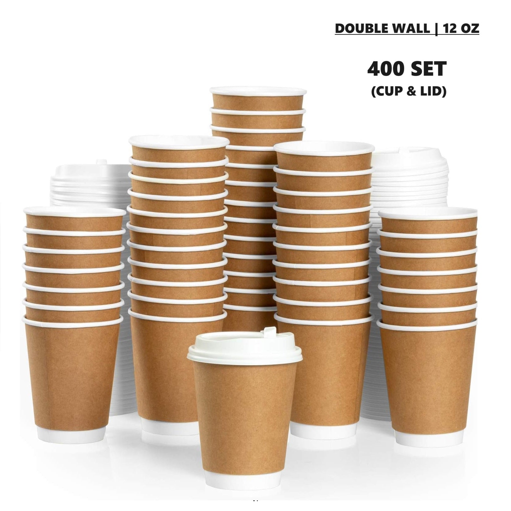 Disposable Paper Coffee Cups with Lids, Sleeve for Hot Beverages to Go  Coffee Cups, 12 oz, 50 Count