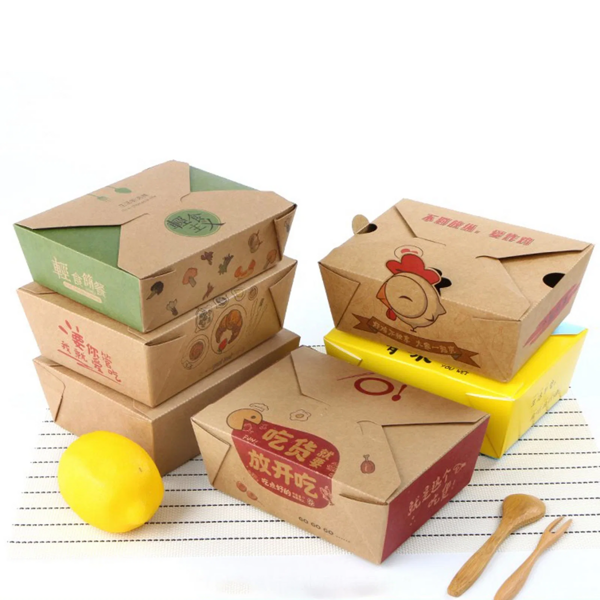 Eco-Friendly Kraft Paper Food Containers Custom Logo | To Go Orders ...