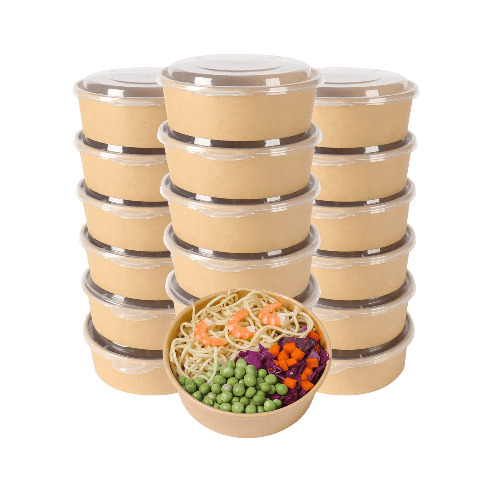 16 Oz Brown Takeaway Paper Bowls with Lids (480ml) | Grease-Proof Bowls ...