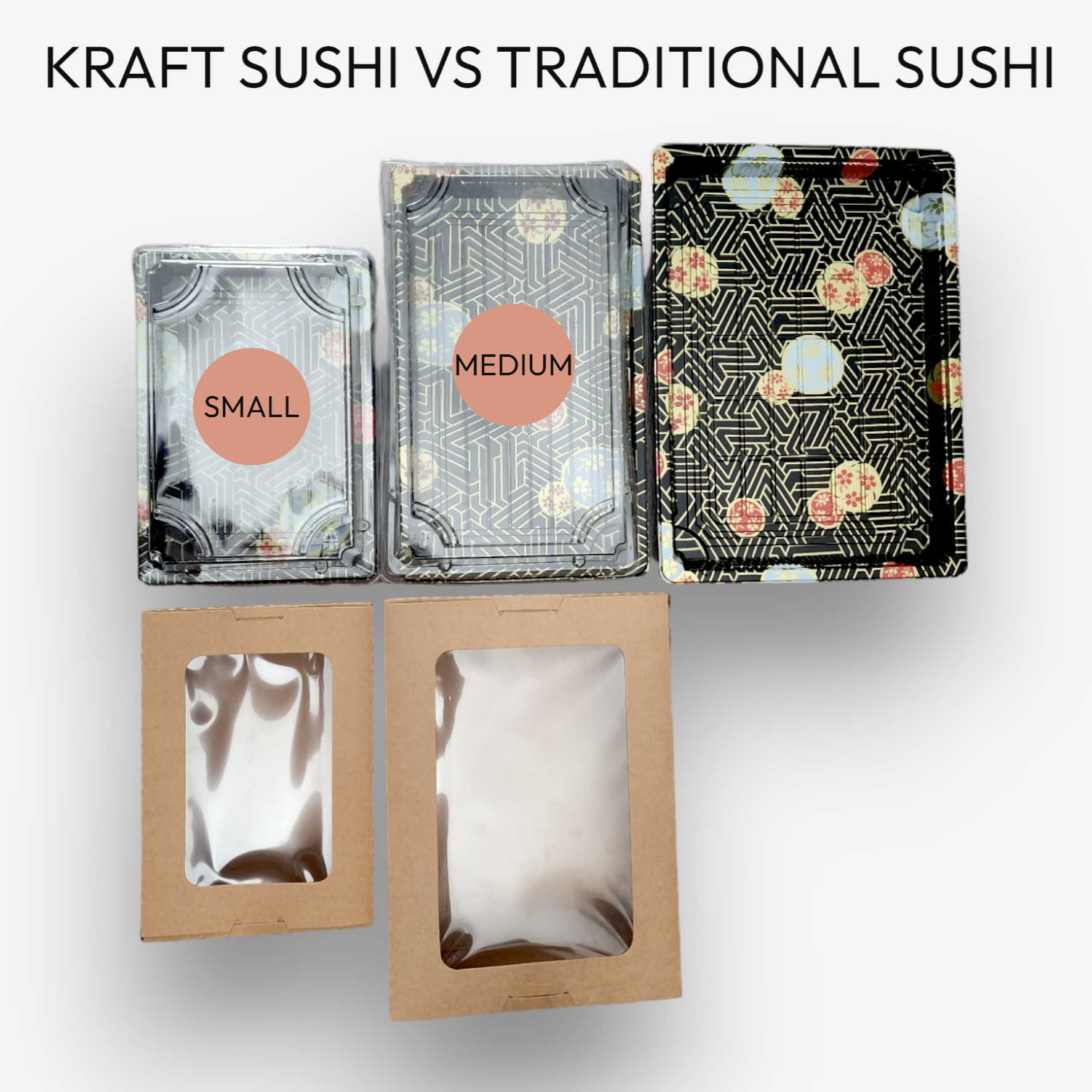 Kraft sushi box window all sizes