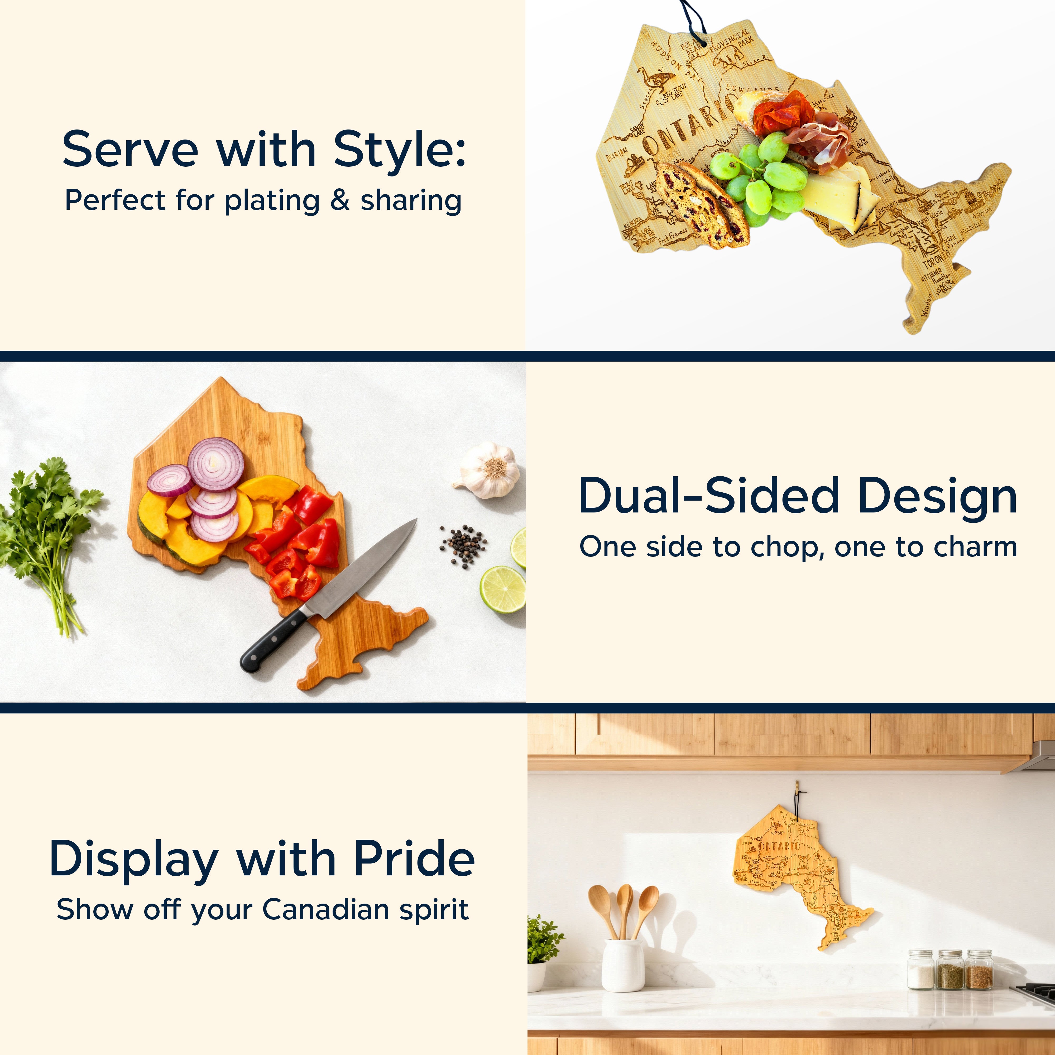 Destination Canada Ontario Province Shaped Cutting & Serving Board