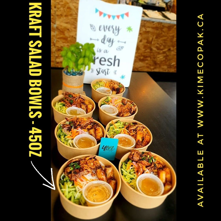 44 Oz Kraft Paper Bowl with Lids l To Go Salad, Ramen Food Containers | 300 SETS (BOWL + LIDS)