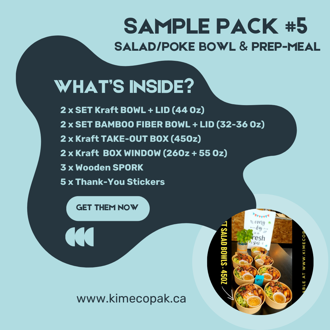 KimEcopak Sample Package #5 | Salad/Poke Bowl & Prep-meal Business