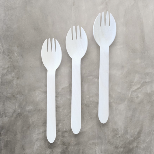 SAMPLE |  Wooden Cutlery | 2-in-1 Design | Spoons and Forks | 160mm