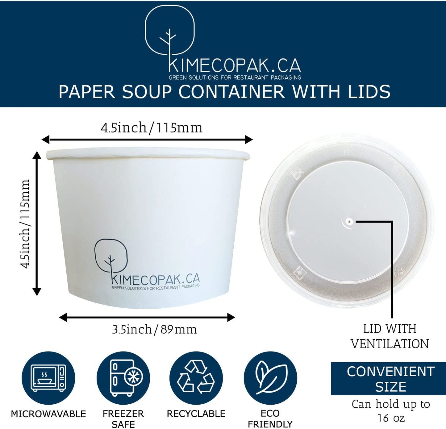 Clear Lids for Paper Soup Containers 115MM | Compatible with 12 Oz / 16Oz / 24Oz / 32 Oz | 500 LIDS/CASE