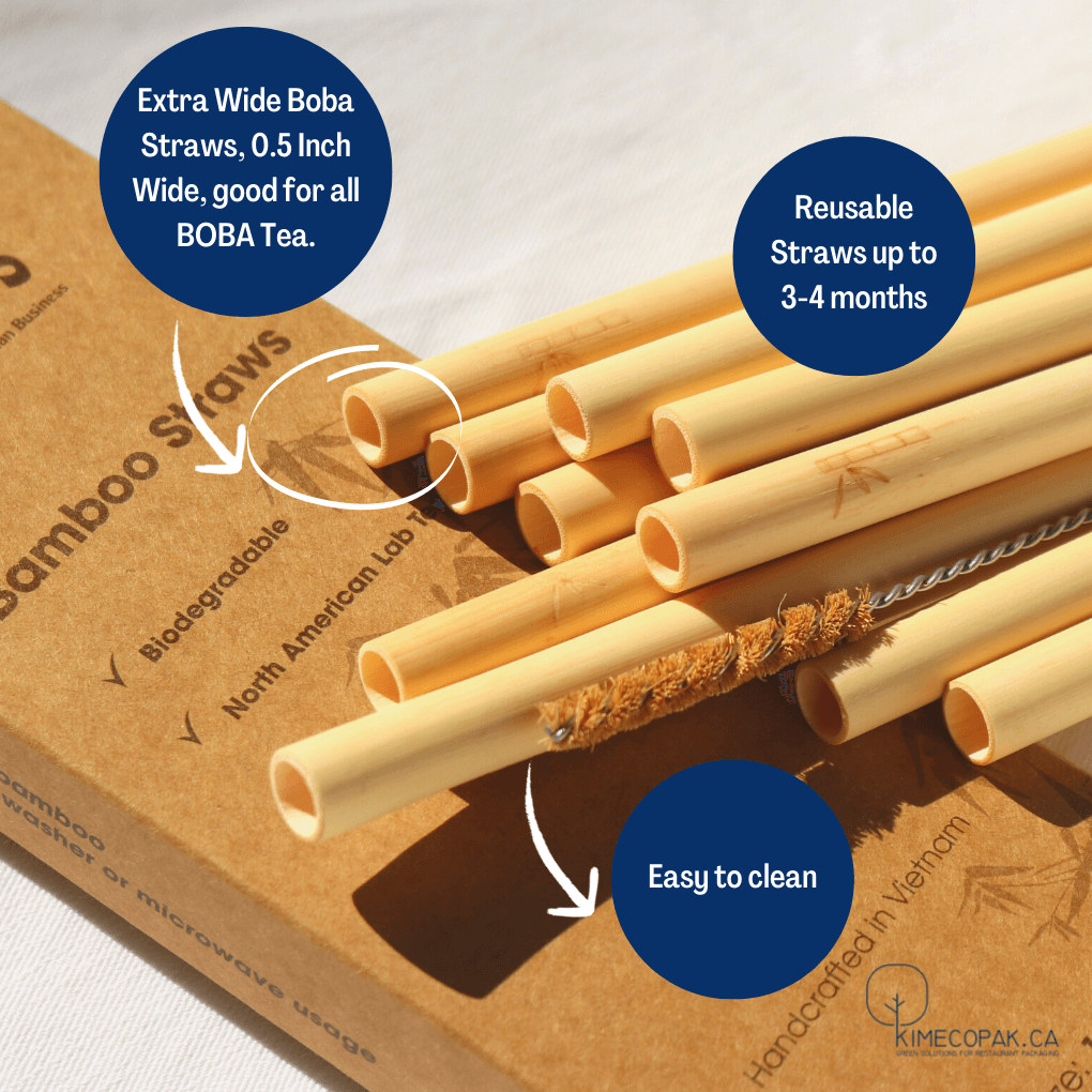 BAMBOO Straws_12mm (Case of 100 Pcs, 10 Pcs/Box) - KimEcopak