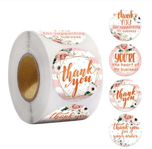 Thanks Sticker Line THANK YOU Stickers | Roll of 500 Pcs – KimEcopak