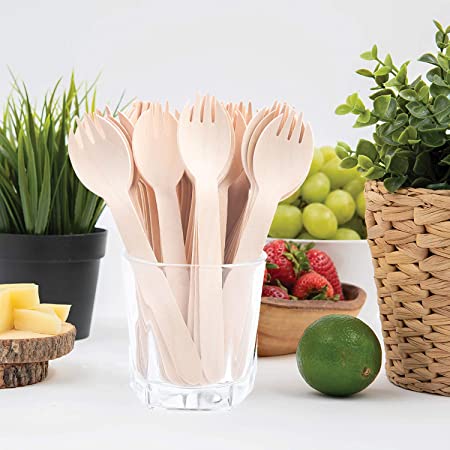 SAMPLE |  Wooden Cutlery | 2-in-1 Design | Spoons and Forks | 160mm